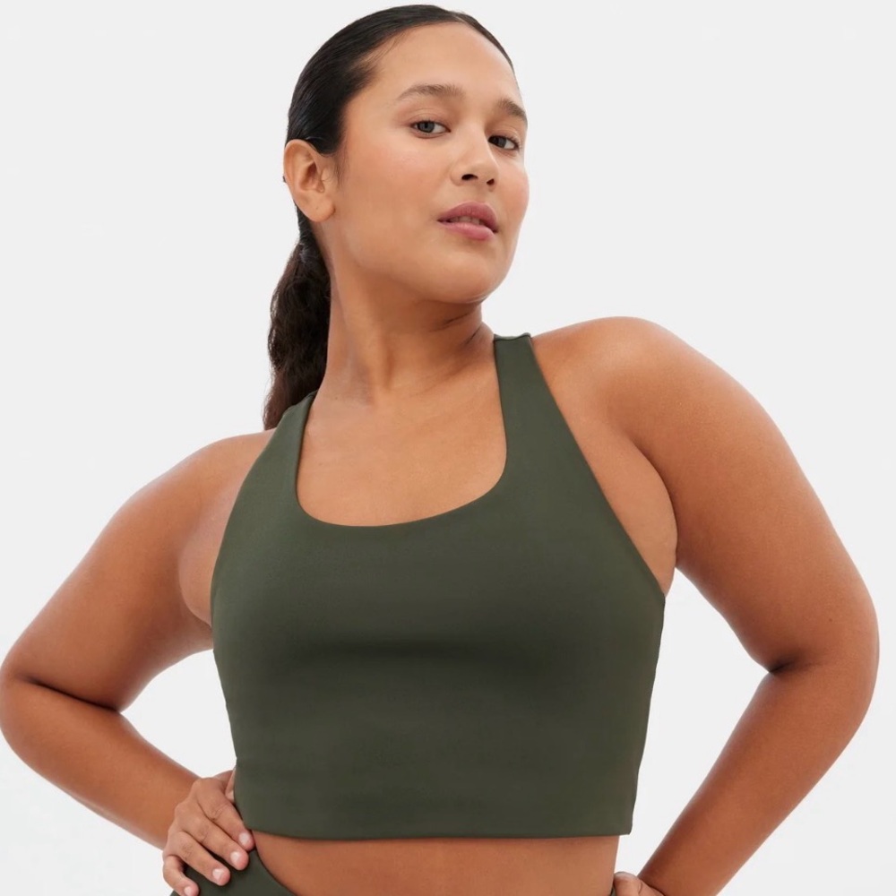 Girlfriend Collective Terrace Paloma Racerback Bra Green‎ Size M